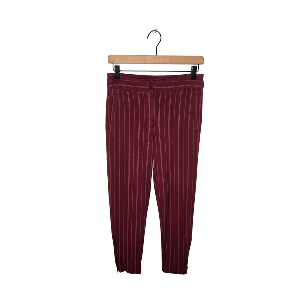 BETABRAND Skinny Ankle Zip Dress Pant Star Print Pinstripe Size Small PETITE